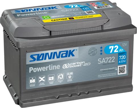 Sonnak SA722 - Стартерная аккумуляторная батарея, АКБ autospares.lv