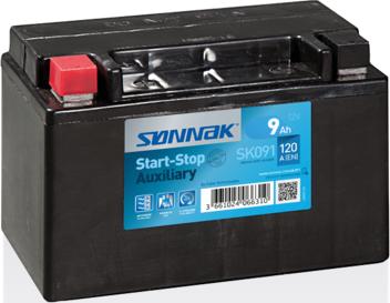 Sonnak SK091 - Стартерная аккумуляторная батарея, АКБ autospares.lv