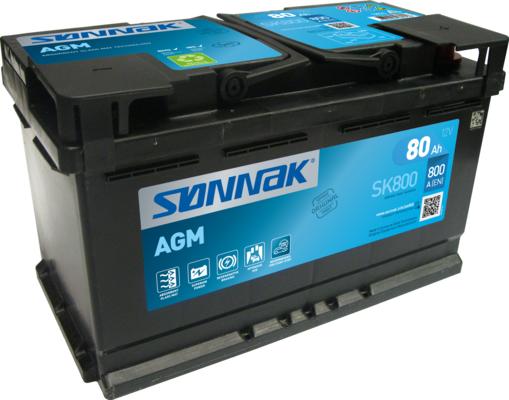 Sonnak SK800 - Стартерная аккумуляторная батарея, АКБ autospares.lv