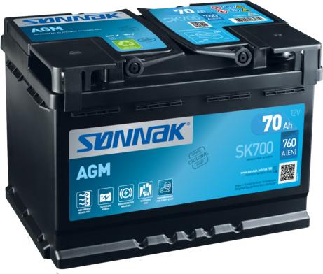 Sonnak SK700 - Стартерная аккумуляторная батарея, АКБ autospares.lv