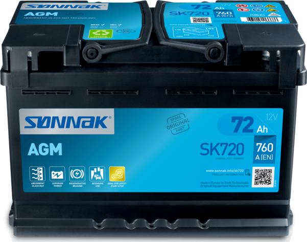 Sonnak SK720 - Стартерная аккумуляторная батарея, АКБ autospares.lv