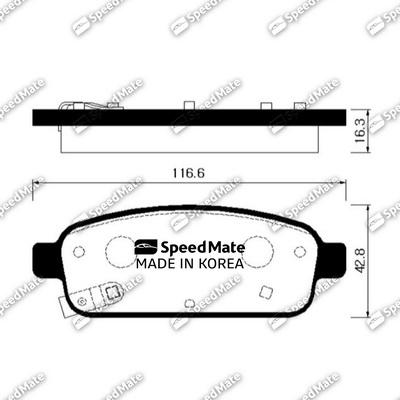 SpeedMate SM-BPG022 - Тормозные колодки, дисковые, комплект autospares.lv