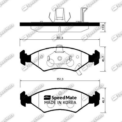 SpeedMate SM-BPK007 - Тормозные колодки, дисковые, комплект autospares.lv