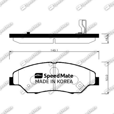 SpeedMate SM-BPK019 - Тормозные колодки, дисковые, комплект autospares.lv