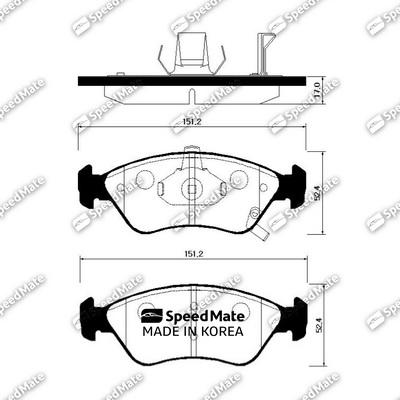 SpeedMate SM-BPK012 - Тормозные колодки, дисковые, комплект autospares.lv