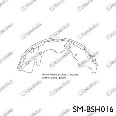 SpeedMate SM-BSH016 - Комплект тормозных колодок, барабанные autospares.lv