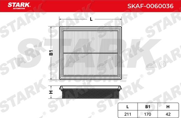 Stark SKAF-0060036 - Воздушный фильтр, двигатель autospares.lv