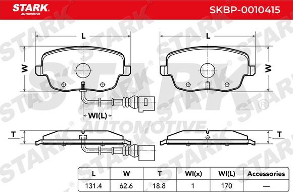 Stark SKBP-0010415 - Тормозные колодки, дисковые, комплект autospares.lv