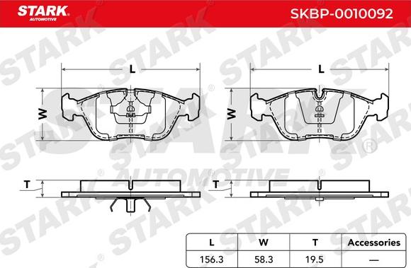 Stark SKBP-0010092 - Тормозные колодки, дисковые, комплект autospares.lv