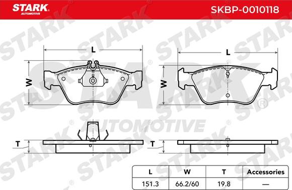 Stark SKBP-0010118 - Тормозные колодки, дисковые, комплект autospares.lv