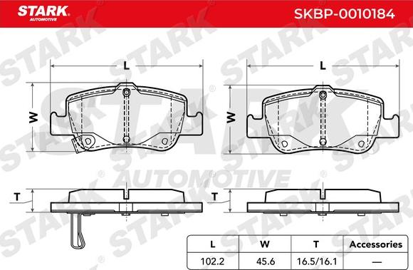 Stark SKBP-0010184 - Тормозные колодки, дисковые, комплект autospares.lv