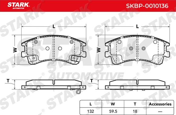 Stark SKBP-0010136 - Тормозные колодки, дисковые, комплект autospares.lv