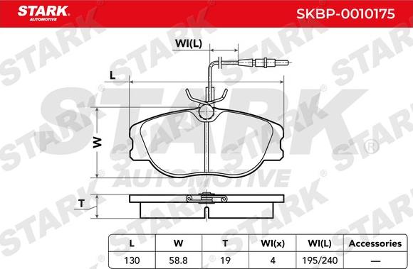 Stark SKBP-0010175 - Тормозные колодки, дисковые, комплект autospares.lv