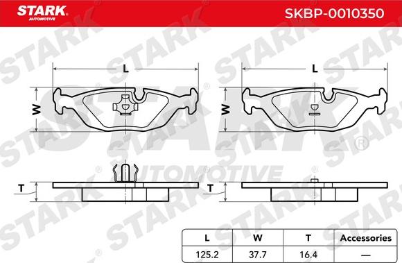 Stark SKBP-0010350 - Тормозные колодки, дисковые, комплект autospares.lv