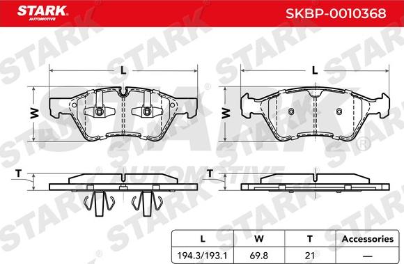 Stark SKBP-0010368 - Тормозные колодки, дисковые, комплект autospares.lv