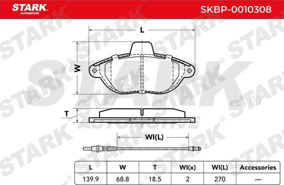 Stark SKBP-0010308 - Тормозные колодки, дисковые, комплект autospares.lv