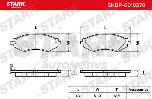 Stark SKBP-0010370 - Тормозные колодки, дисковые, комплект autospares.lv