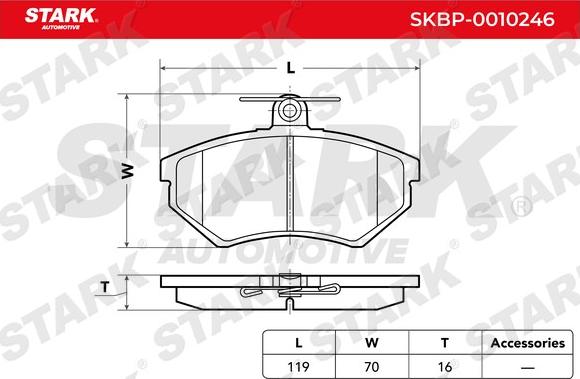 Stark SKBP-0010246 - Тормозные колодки, дисковые, комплект autospares.lv
