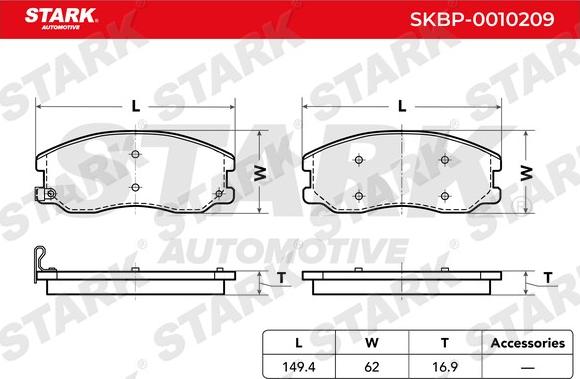 Stark SKBP-0010209 - Тормозные колодки, дисковые, комплект autospares.lv