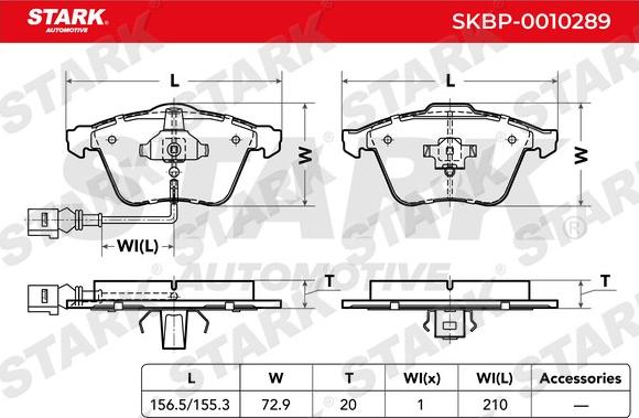 Stark SKBP-0010289 - Тормозные колодки, дисковые, комплект autospares.lv