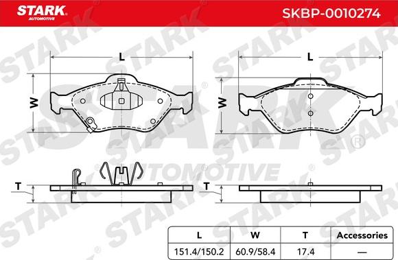 Stark SKBP-0010274 - Тормозные колодки, дисковые, комплект autospares.lv