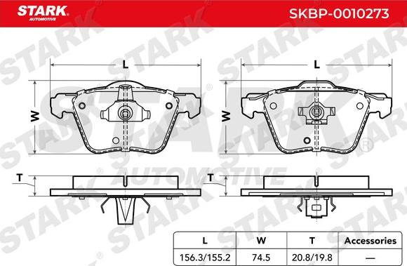 Stark SKBP-0010273 - Тормозные колодки, дисковые, комплект autospares.lv