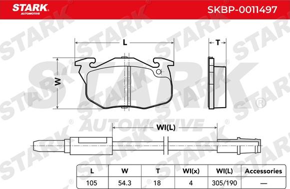 Stark SKBP-0011497 - Тормозные колодки, дисковые, комплект autospares.lv