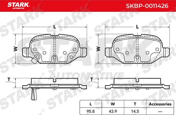 Stark SKBP-0011426 - Тормозные колодки, дисковые, комплект autospares.lv