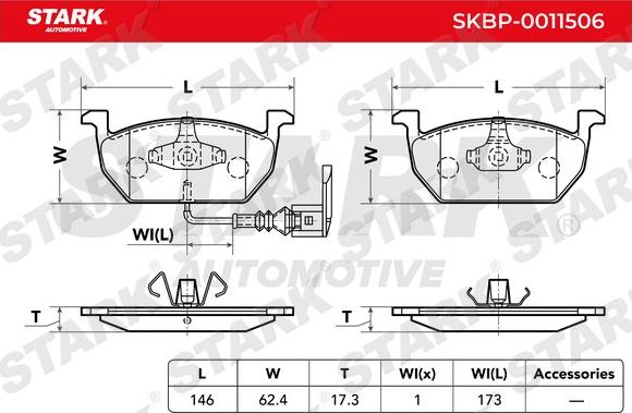 Stark SKBP-0011506 - Тормозные колодки, дисковые, комплект autospares.lv