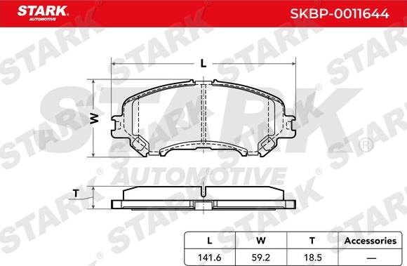 Stark SKBP-0011644 - Тормозные колодки, дисковые, комплект autospares.lv