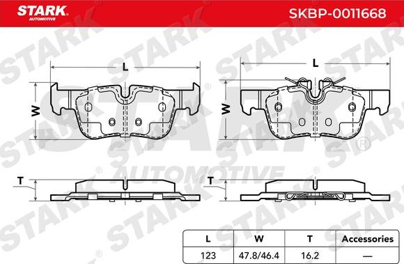 Stark SKBP-0011668 - Тормозные колодки, дисковые, комплект autospares.lv