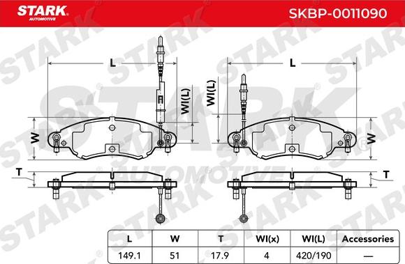 Stark SKBP-0011090 - Тормозные колодки, дисковые, комплект autospares.lv