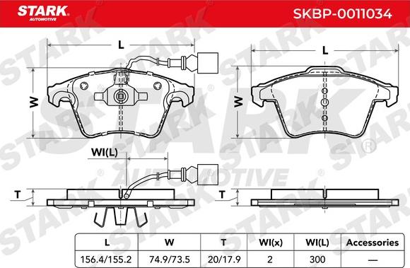 Stark SKBP-0011034 - Тормозные колодки, дисковые, комплект autospares.lv