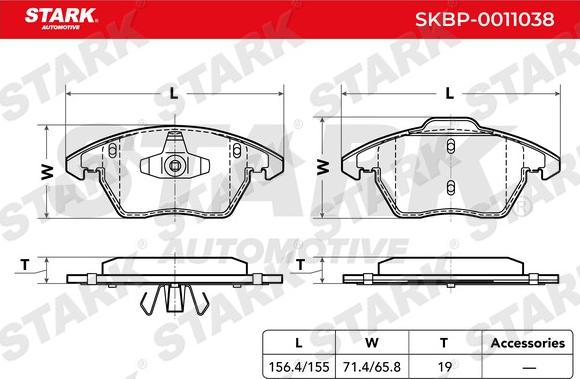 Stark SKBP-0011038 - Тормозные колодки, дисковые, комплект autospares.lv