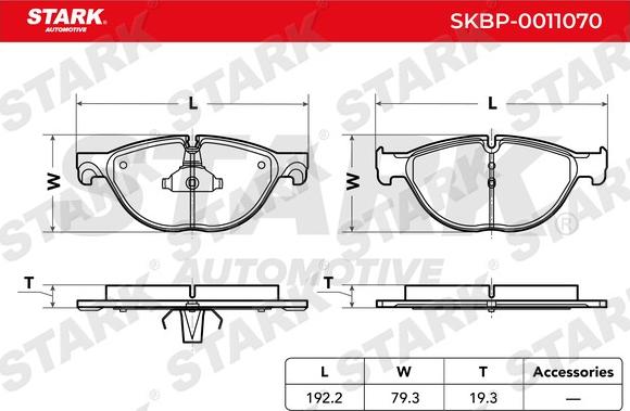 Stark SKBP-0011070 - Тормозные колодки, дисковые, комплект autospares.lv