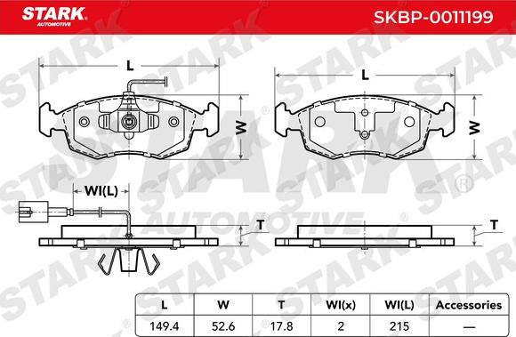 Stark SKBP-0011199 - Тормозные колодки, дисковые, комплект autospares.lv