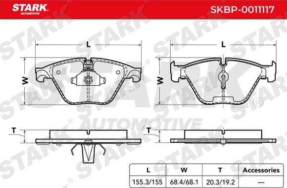 Stark SKBP-0011117 - Тормозные колодки, дисковые, комплект autospares.lv