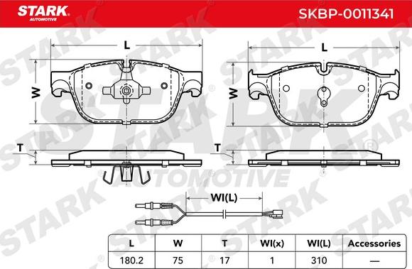 Stark SKBP-0011341 - Тормозные колодки, дисковые, комплект autospares.lv