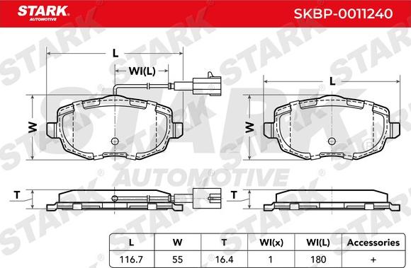 Stark SKBP-0011240 - Тормозные колодки, дисковые, комплект autospares.lv