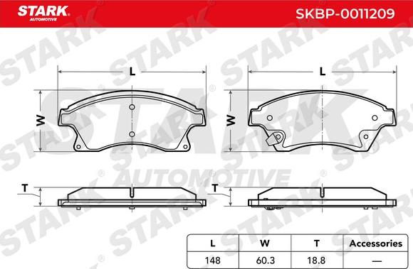 Stark SKBP-0011209 - Тормозные колодки, дисковые, комплект autospares.lv