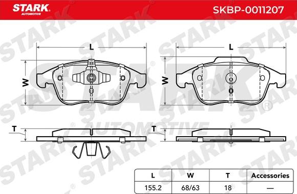 Stark SKBP-0011207 - Тормозные колодки, дисковые, комплект autospares.lv