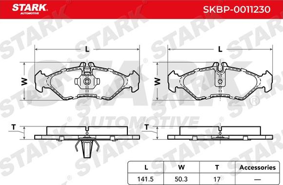 Stark SKBP-0011230 - Тормозные колодки, дисковые, комплект autospares.lv