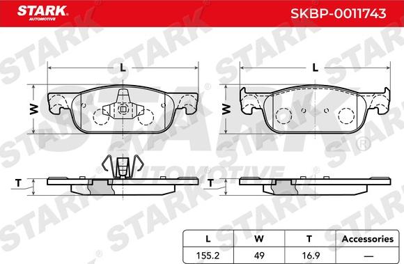 Stark SKBP-0011743 - Тормозные колодки, дисковые, комплект autospares.lv