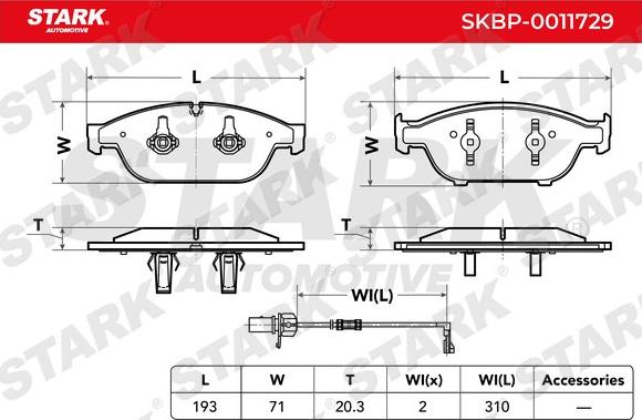 Stark SKBP-0011729 - Тормозные колодки, дисковые, комплект autospares.lv