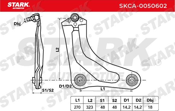 Stark SKCA-0050602 - Рычаг подвески колеса autospares.lv