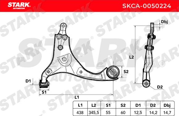 Stark SKCA-0050224 - Рычаг подвески колеса autospares.lv