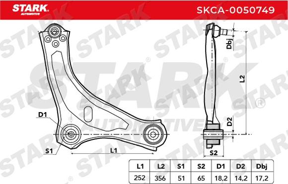 Stark SKCA-0050749 - Рычаг подвески колеса autospares.lv