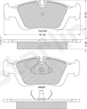 Starline BD S153 - Тормозные колодки, дисковые, комплект autospares.lv