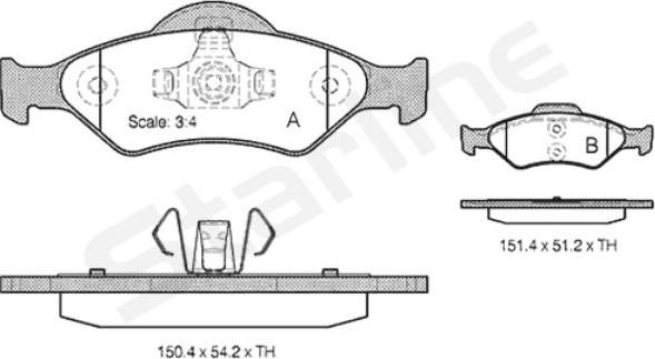 Starline BD S824P - Тормозные колодки, дисковые, комплект autospares.lv