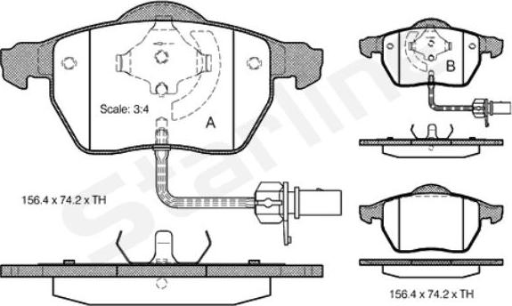 Starline BD S301 - Тормозные колодки, дисковые, комплект autospares.lv